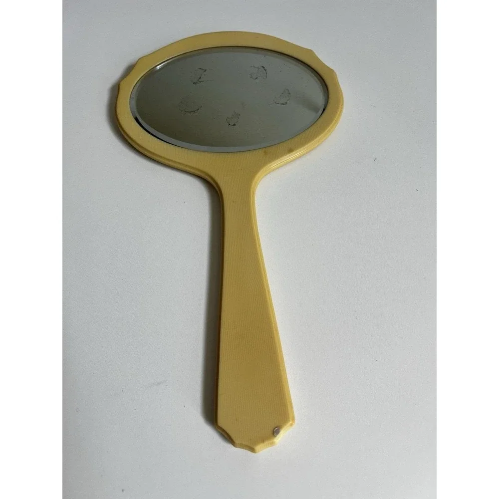1920s Vintage Ivory‎ Pyralin Dubarry Celluloid Handheld Oval Mirror